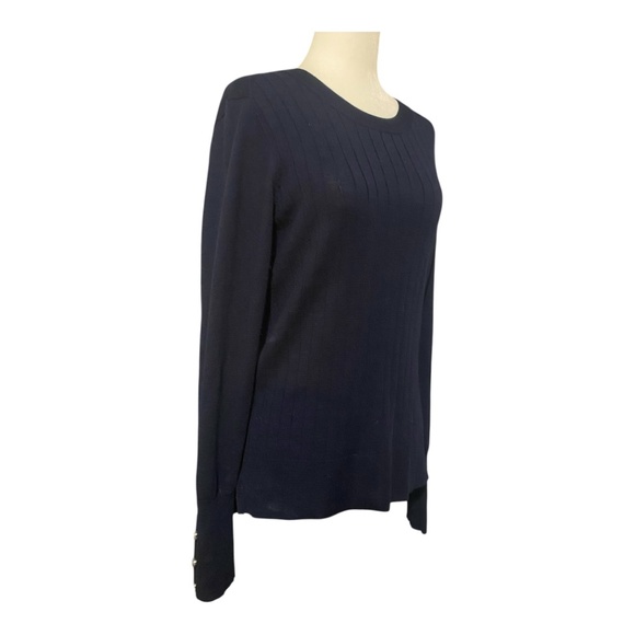 Tahari merino wool blend navy sweater. Sz L - Picture 7 of 14